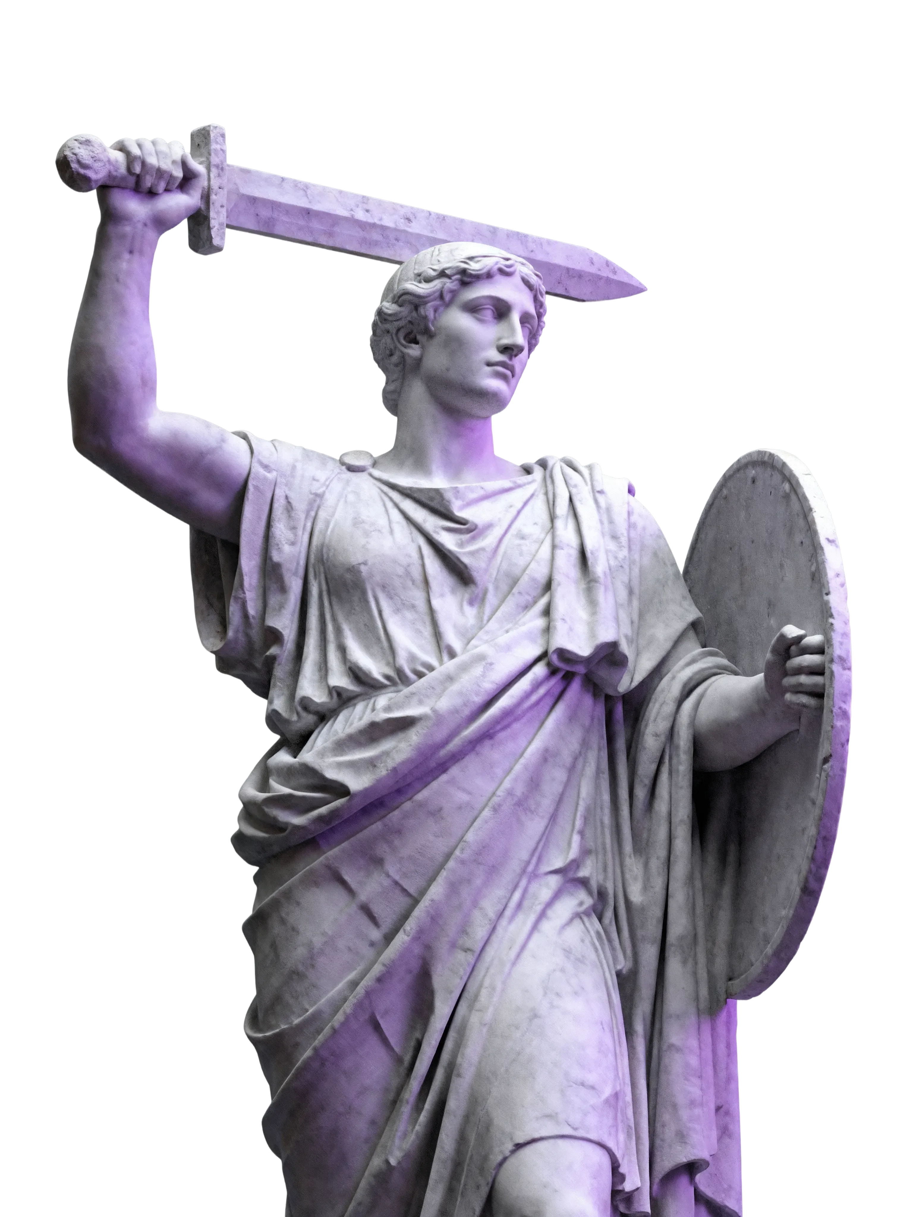 Classical statue holding a sword