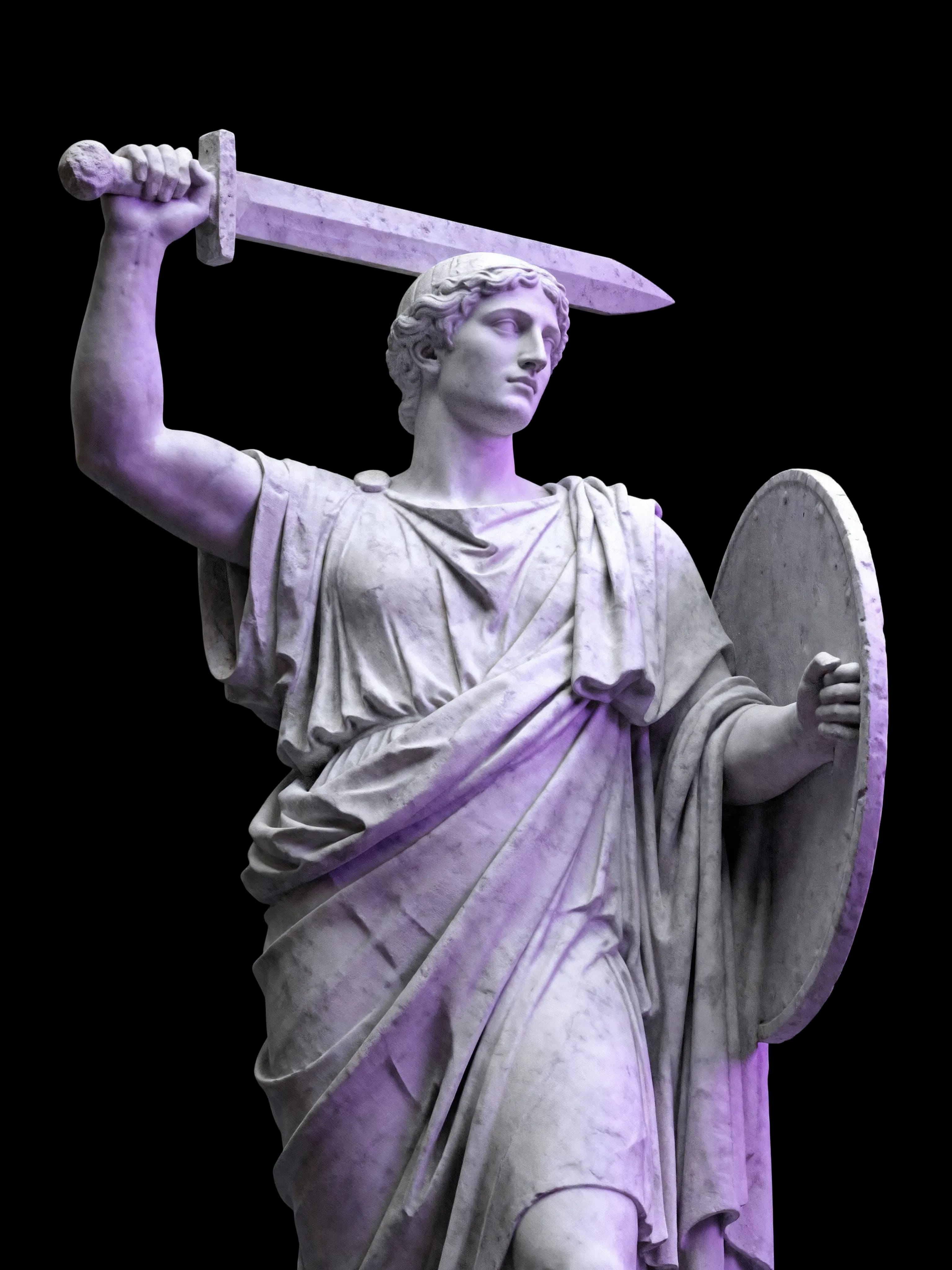 Classical statue holding a sword
