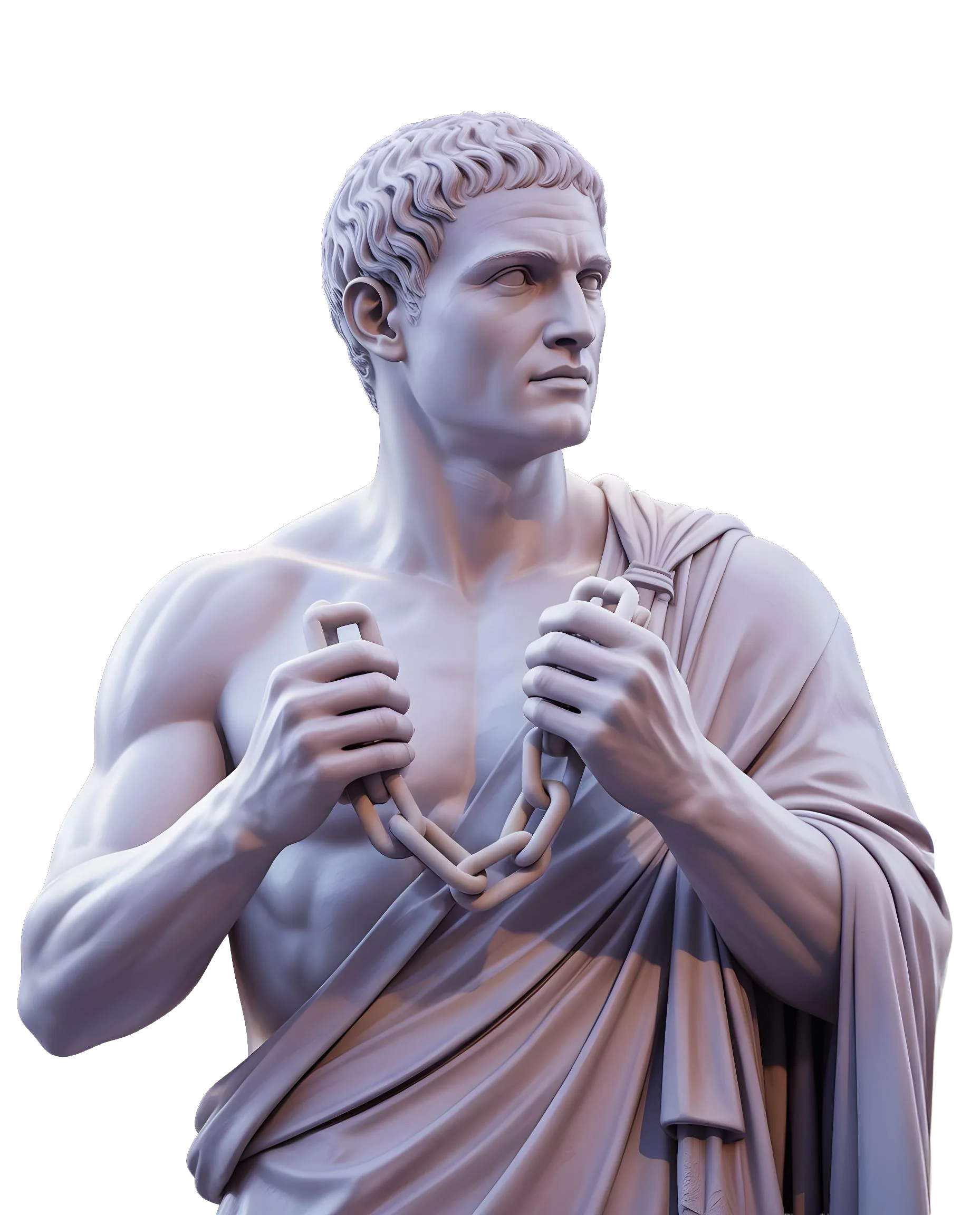 Classical statue holding chain links