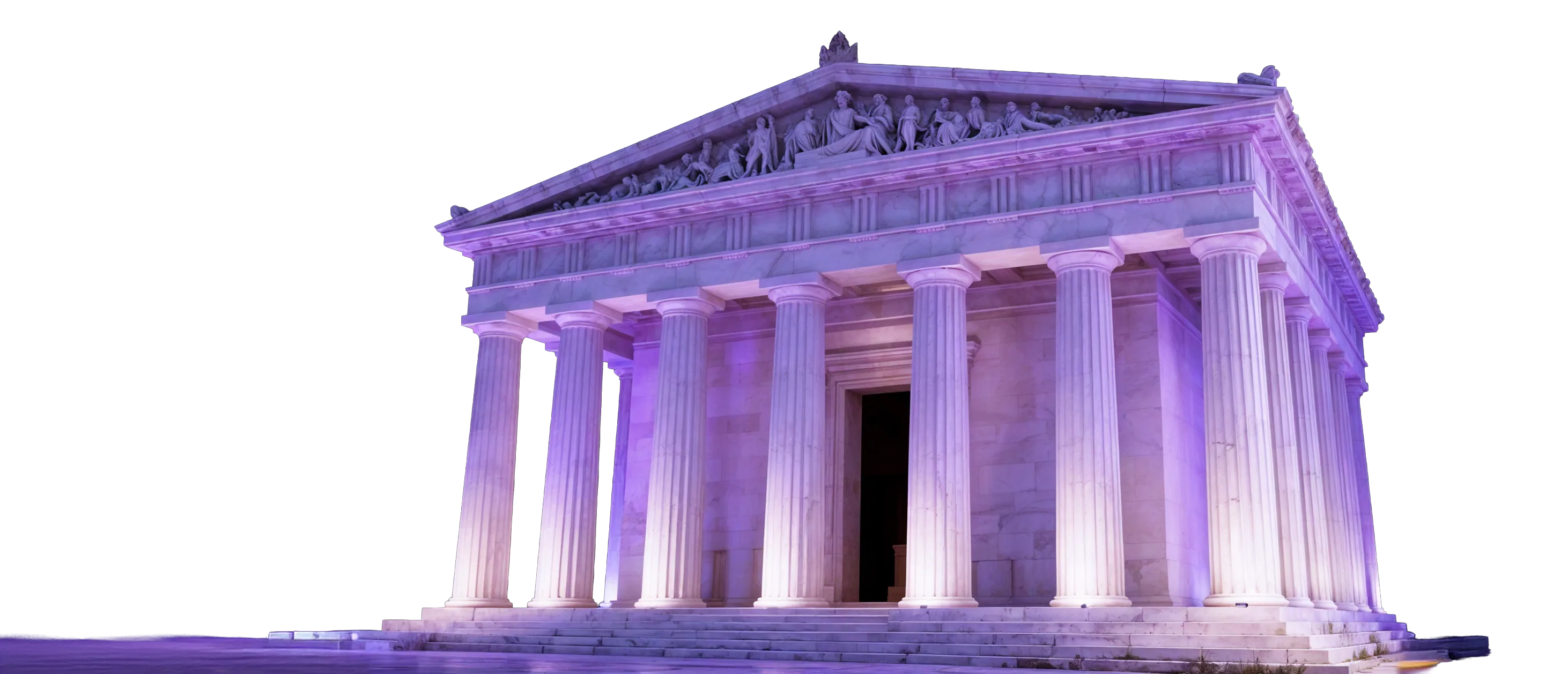 Classical statue profile with architectural sculpture