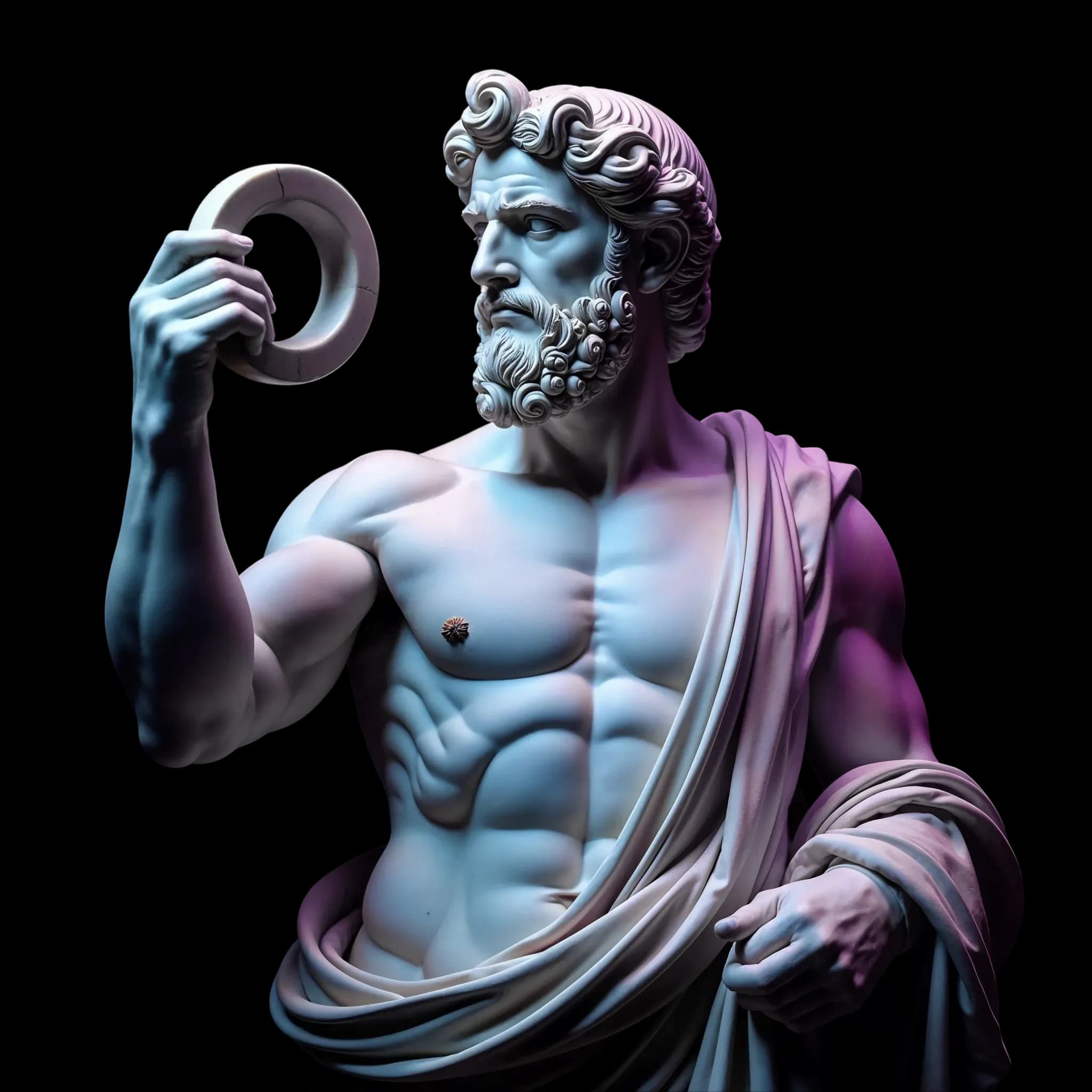 Classical statue holding a ring