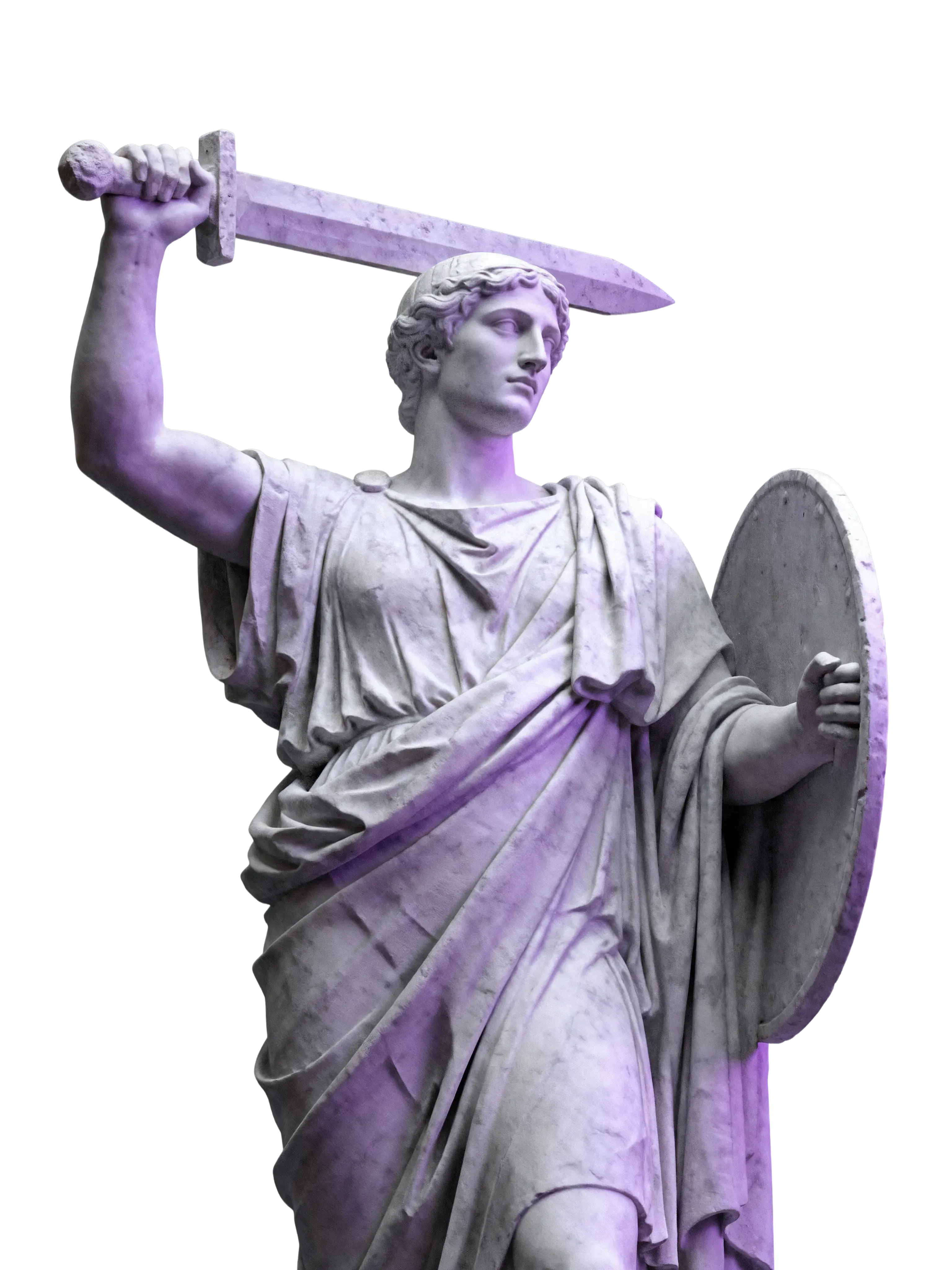 Classical statue holding a sword